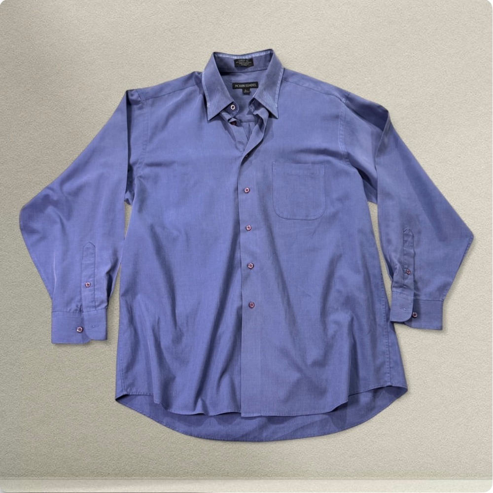 Modern Elements Men's Dress Shirt Blue 16.5 32/33 Comfort Silk Button Down Large